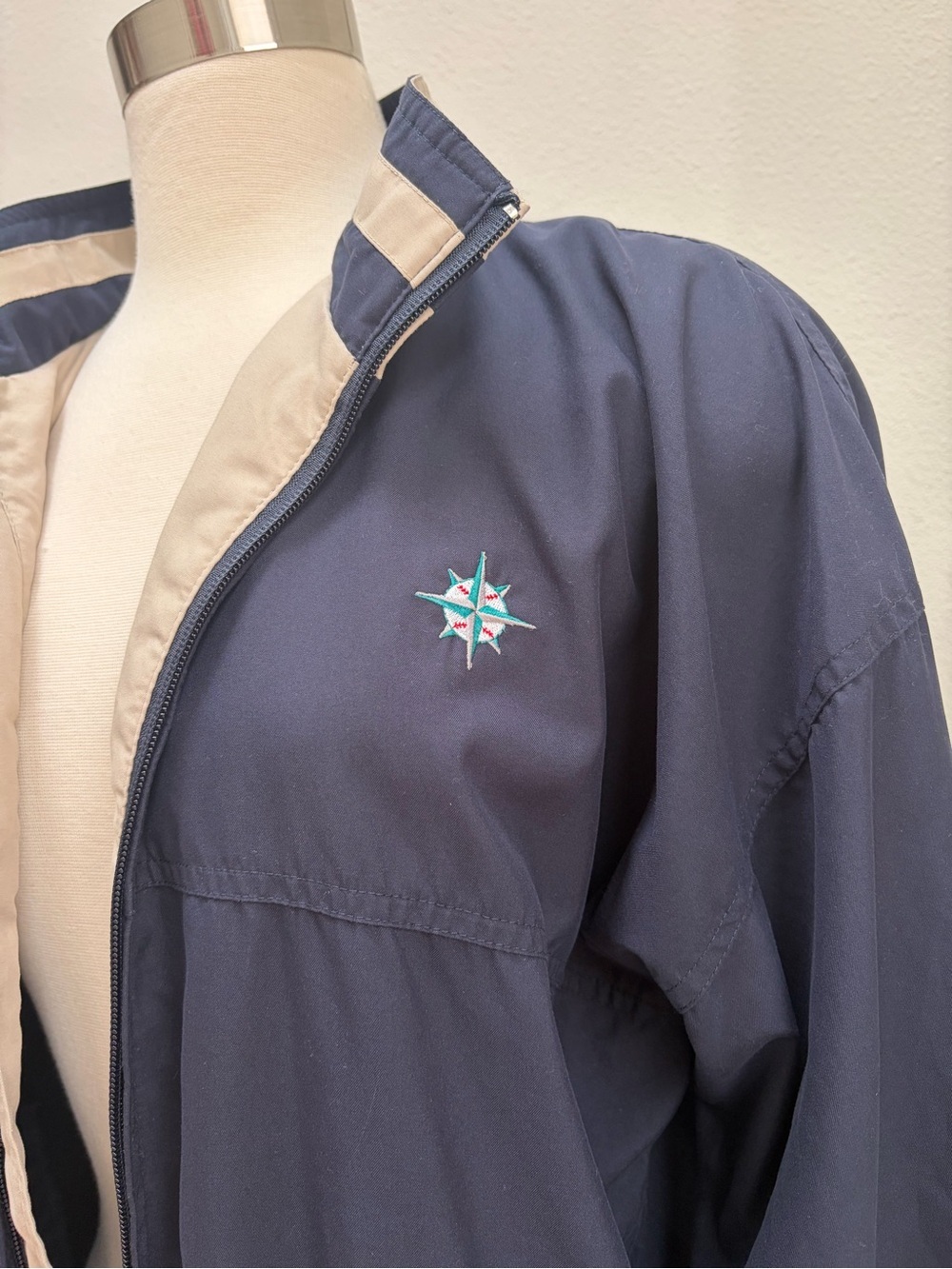 Vintage Seattle Mariners Jacket Windbreaker Full Zip Retro Navy Blue Size Medium - Picture 9 of 10